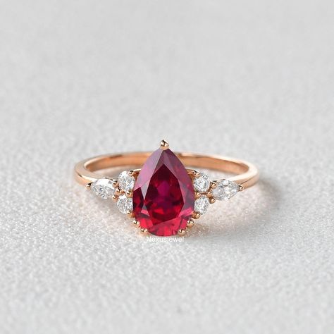 Rose Gold Ring Set, July Birthstone Ring, Ring Marquise, Simulated Diamond Rings, Promise Ring Gift, Wedding Rings Solitaire, Ruby Engagement Ring, Promise Rings For Her, Gold Ring Sets