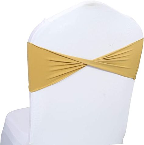 Diy Chair Sashes, Chair Bows, Chair Bands, Gold Dining, Chair Sash, Bow Sash, Chair Sashes, Dining Chair Slipcovers, Making Hair Bows