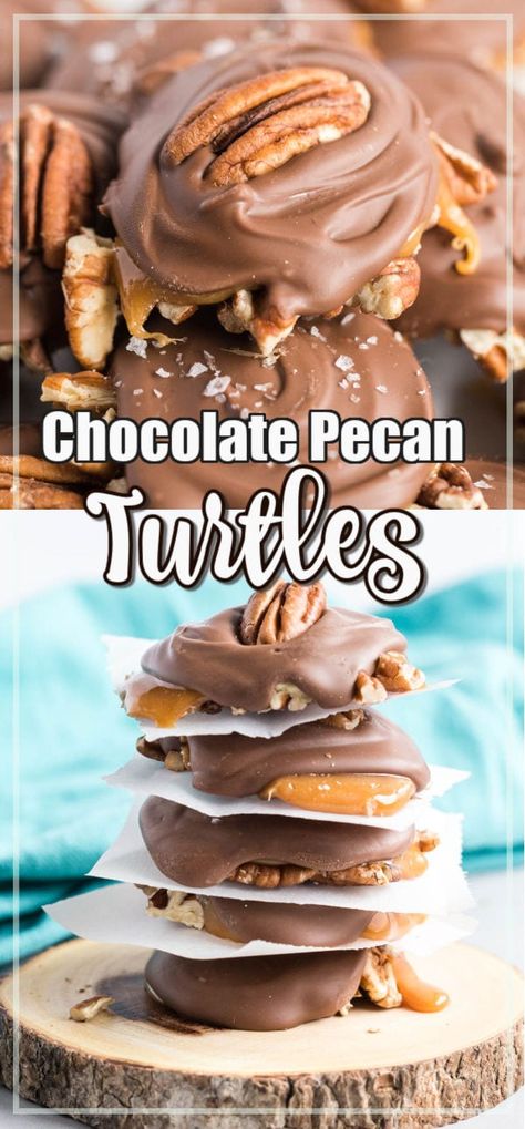 Carmel Chocolate Pretzels, Chocolate Pecan Turtle Clusters, Pecan Turtle Clusters, Pecan Turtles Recipe, Turtle Clusters, Turtles Recipe, Candied Pecans Recipe, Turtles Candy, Pecan Turtles