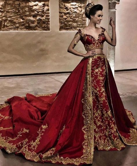 Lace Applique Indian Mermaid Wedding Dresses Remove Train Two Pieces Gold Lace Burgundy Arabic Bridal Gown Robe de soirée https://s.click.aliexpress.com/e/_9yQf2J Indian Mermaid, Arabic Dress, Detachable Train, Women Bride, Mermaid Wedding Dresses, Elegant Prom Dresses, Beaded Prom Dress, Ball Gowns Evening, Evening Dress Fashion