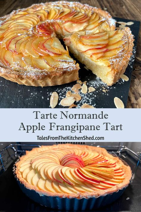 French Apple Almond Tart, Tart Normande Recipe, French Apple Tart Recipe Easy, Easy Frangipane Recipe, Frangipane Apple Tart, French Apple Frangipane Tart, Tart Aux Pommes, Normandy Apple Tart, Apple Frangipane Tart Recipe