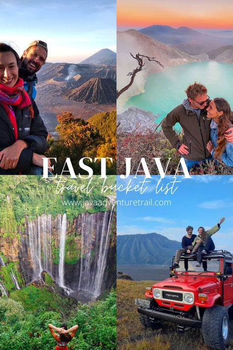 East Java Tourism, Mount Bromo, Ijen Crater, Tumpak Sewu Waterfall Backpacking Indonesia, Java Itinerary, Bali Backpacking, Bali Activities Adventure, Indonesia Tourist Spots, Hong Kong Photography, Gap Year Travel, East Java Indonesia, Best Trip