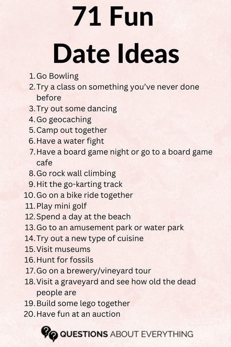 These fun date ideas for couples are perfect if you’re looking to do something more creative on your next date night. You’ll find plenty of cute date night ideas that range from the romantic such as watching the sunset to some activities that will get your blood pumping such as skydiving! If you’ve just started dating, then these things to do on a date will come in handy and provide you with plenty of great ideas on what the two of you can do together.🔆#LoveStory #RomanticEncounters #HeartfeltConnections #DateNightIdeas #SoulmateSearch #FlirtyFridays #CandlelitDinners #StarryEyedMoments #LoveQuotes #DreamyDates #WhisperedPromises #AmourAdventures Date Night Drawing Ideas, Things To Do On Valentines Day Couples, Date Activities For Couples, Couples Activity Ideas, Couple Ideas Activities, Couple Activity Ideas, Cute Date Night Ideas, Fun Date Ideas For Couples, Couples Date Night Ideas