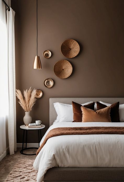 Creating a cozy bedroom is all about finding the right colors that make you feel comfortable and at home. Mocha tones, with their rich and warm quality, are Mocha Mousse In Your Bedroom, Brown Bedding Aesthetic, Mocha Bedroom, Tiffany Blue Paint, Lake House Paint Colors, Brown Bedroom Ideas, Brown Bedroom, Bedroom Retreat, Cozy Space