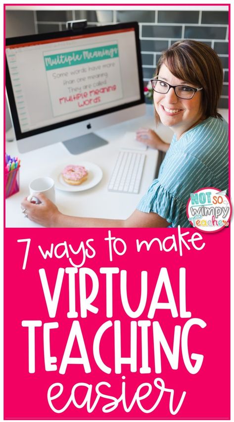 7 Ways to Make Virtual Teaching Easier - Not So Wimpy Teacher Private Teacher, Lead Teacher, Virtual Teaching, Grammar Skills, Teachers Aide, 6th Grade Ela, Ela Teacher, Virtual Classroom, Online Classroom