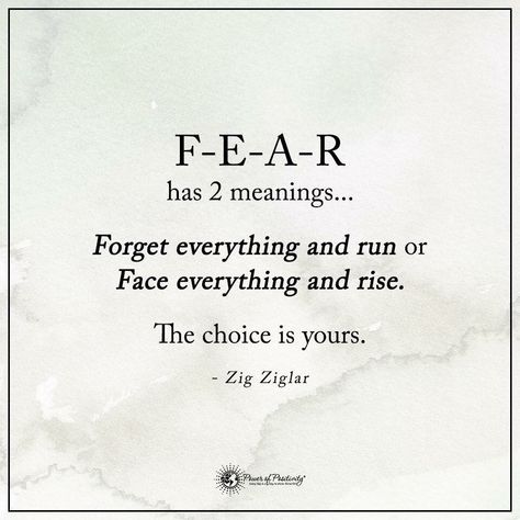 Some thing to think about and ponder  #zigziglar #therealjt98 Fear Meaning, Adversity Quotes, Face Everything And Rise, Fear Quotes, Power Of Positivity, Do Not Fear, Inspirational Thoughts, Word Of The Day, Positive Words