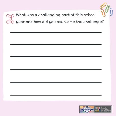 What better way to reflect on the school year than with a Depth and Complexity activity? Engage students in critical thinking about their year with iconic prompts. Get the FREE printable activity page in the DC Collection. Link in bio, click and search FREE! Dc Collection, Depth And Complexity, Free Printable Activities, Student Engagement, Printable Activities, Critical Thinking, The School, School Year, Free Printable