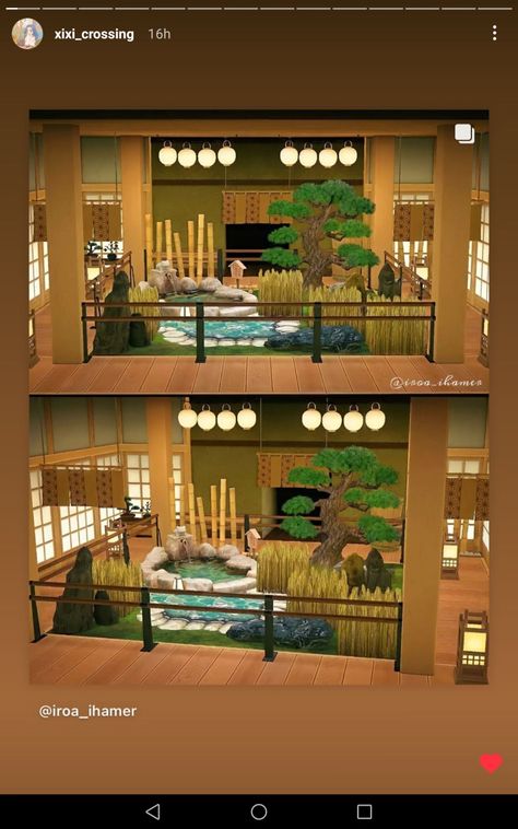 Acnh Japanese Interior Designs, Acnh Kimono Shop, Acnh Anime Islands, Acnh Chinese Design, Japanese Foyer, Acnh Hhp, Japan Interior, Japanese Village, Animal Crossing 3ds