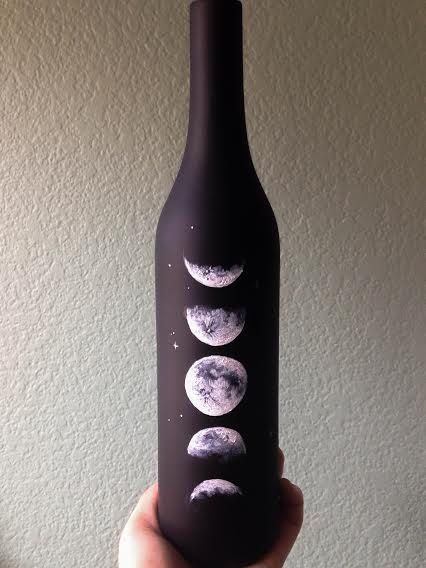 Gifts For Wife Christmas, Wife Christmas Gifts, Bottle Ceramic, Moon Water, Witchy Crafts, White Moon, Twinkling Stars, Painted Wine Bottles, Wine Bottle Diy