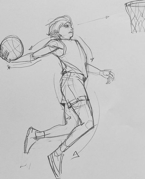 Human Body Figure Sketch, Movement Sketch, Op Drawing, Basketball Poses, Basketball Drawings, Perspective Sketch, Art Sketches Doodles, Drawing Examples, Cool Pencil Drawings