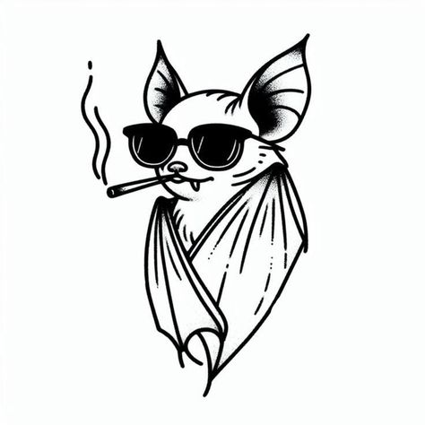 Tattoo Art Ideas, Dark Disney Drawings, Ink Tattoo Ideas, Bat Drawing Cute, Goth Drawing Ideas, Small Goth Tattoo, Cartoon Style Tattoos, New School Tattoo Designs Sketches, Tattoo Art Design