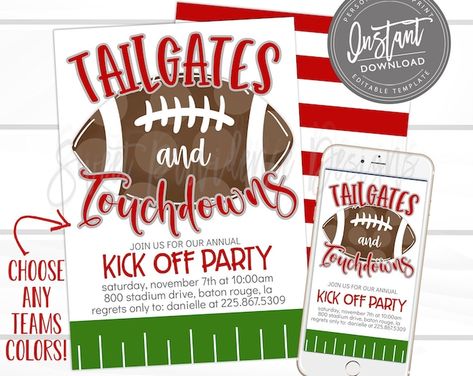 Football Engagement Party Invitation, Tailgate Couples Shower Invite, Football Couples Shower Invite, College, Game Day, DIY, Printable - Etsy Tailgate Party Invitation, Football Kickoff Party Ideas, Tailgate Invitation, Football Birthday Party Invitations, 43rd Birthday, Mizzou Tigers, 42nd Birthday, Football Tailgate, Golf Event