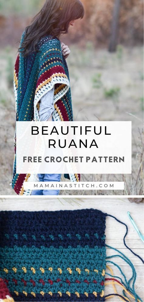 Crochet Poncho Free Pattern Woman Easy, Ruana Pattern, Crochet Coats, Wearable Crochet, Crochet Wraps, Crochet Garments, Fleece Poncho, شال كروشيه, Crochet Pillow Cover