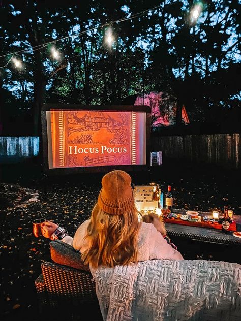 Movie Watching Aesthetic Home, Watching Halloween Movie Aesthetic, Home Movie Aesthetic, Entertainment Widget, Aesthetic Halloween Movies, Fall Outdoor Movie Night, Watching Movies Aesthetic Night, Movie Watching Aesthetic, Halloween Movies Aesthetic