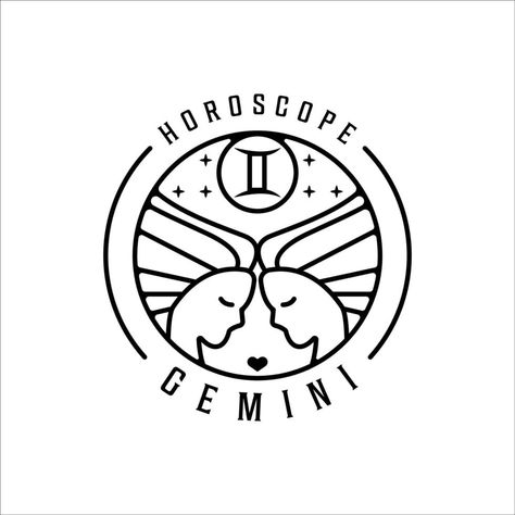 Gemini Logo, Twin Symbol, Line Art Simple, Photography Invoice, Logo Line Art, Gemini Symbol, Zodiac Sign Designs, Illustration Template, Horoscope Gemini