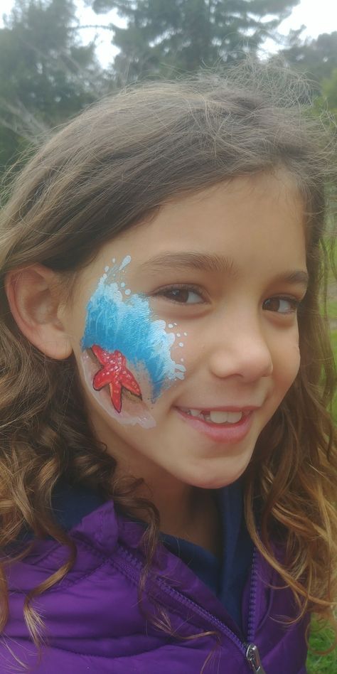 Starfish Face Paint, Wave Face Paint, Face Practice, Easy Menu, Paint Face, Wacky Wednesday, Simple Menu, Painting Inspo, Facepaint