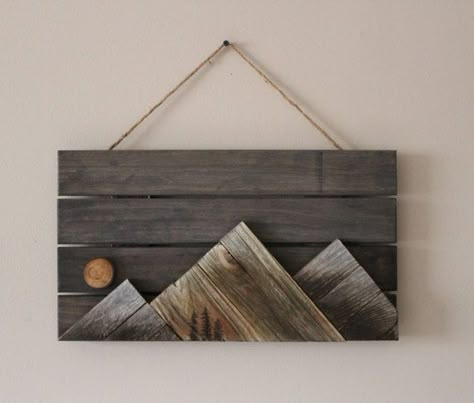 Wooden Mountains, Mountain Wood Art, Mountain Wood Wall Art, Mountains Wall Art, Wood Wall Art Diy, Reclaimed Wood Wall Art, Mountain Wall, Reclaimed Wood Wall, Mountain Wall Art