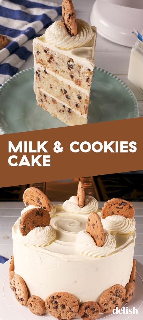 Cookies Cake Birthday, Non Chocolate Cakes, Cookie Inspired Cake, Cakewalk Cakes Ideas, Milk And Cookie Cake, Fun Easy Birthday Cake Ideas, Milk And Cookies Birthday Cake, Made From Scratch Desserts, Cookies And Milk Cake