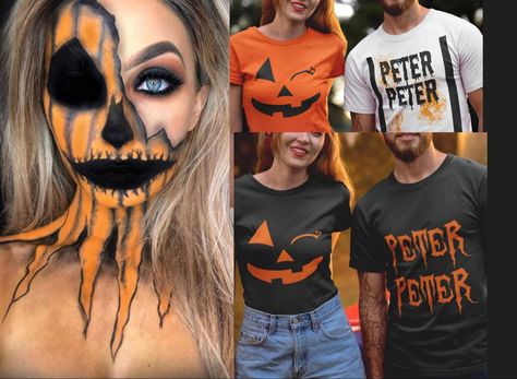 Halloween costume for couples Creative Face Paint, Peter Peter Pumpkin Eater Costume, Halloween Costume For Couples, Costume For Couples, Peter Pumpkin Eater, Couples Costumes Creative, Peter Peter Pumpkin Eater, Peter Pumpkin, Pumpkin Eater