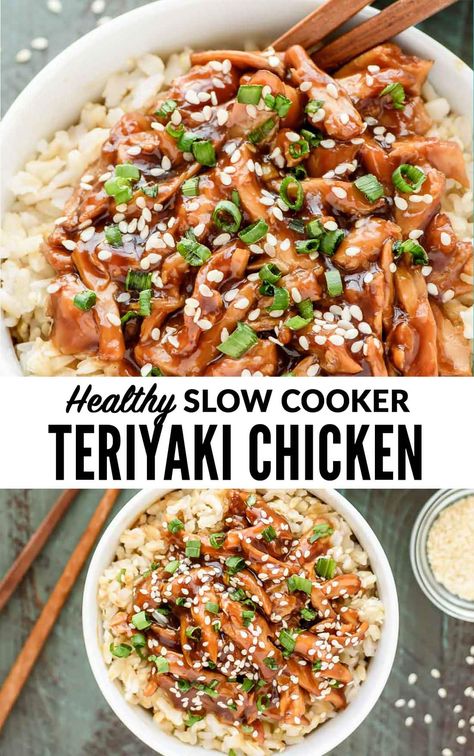 Honey Teriyaki Sauce, Crock Pot Teriyaki Chicken, Healthy Crock Pot, Ayam Teriyaki, Teriyaki Chicken Crock Pot, Pollo Teriyaki, Slow Cooker Teriyaki Chicken, Slow Cooker Teriyaki, Slow Cooker Dinner