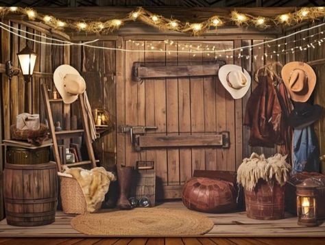 Cowboy Backdrop, Party Decor Backdrop, Farm Backdrop, Barn Backdrop, Wooden Barn Doors, Door Backdrops, Decor Backdrop, Barn House Design, Photo Booth Background