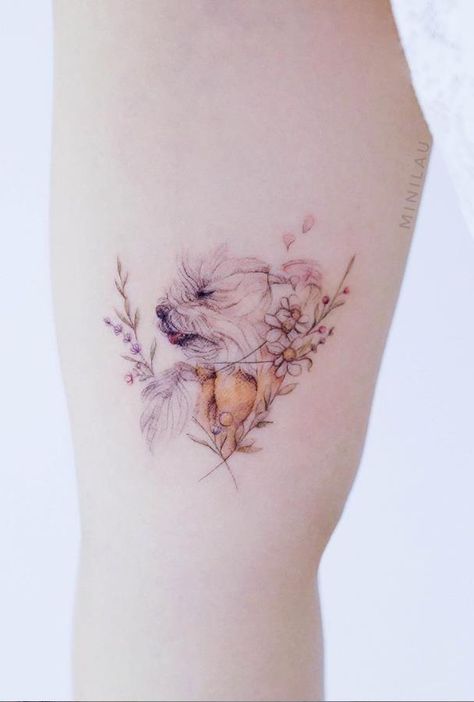 Unique Mini Tattoos, Chihuahua Tattoo, Small Dog Tattoos, Tattoos For Dog Lovers, Dog Memorial Tattoos, Dog Paw Tattoo, Mini Tattoo, Original Tattoos, Geniale Tattoos