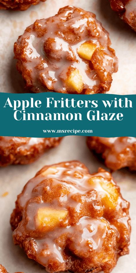 These baked apple fritters are covered in a thick, cinnamon-vanilla glaze that enhances their warm, golden-brown crust. With crispy ridges and a soft, fruity interior, these fritters are a must-try for your next baking session. Baked Apple Fritters Recipe, Homemade Apple Fritters, Apple Fritters Recipe, Baked Apple Fritters, Cinnamon Glaze, Apples And Cinnamon, Fried Dessert, Rustic Recipes, Comfort Desserts