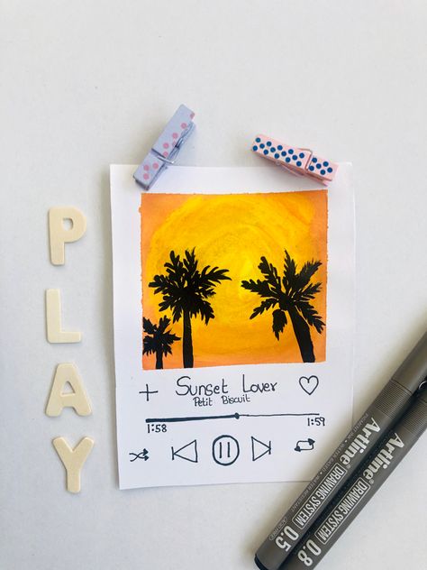 Spotify Music Drawing, Spotify Playlist Painting, Spotify Playlist Drawing, Playlist Painting, Spotify Painting, Music Painting Canvas, Art Playlist, Acrylic Painting Sunset, Spotify Art