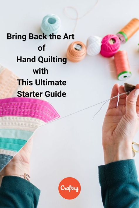 Fact: sewing your quilt (or a smaller project, like pillow tops and table runners) by hand provides a soft finish that really can’t be achieved by machines. Not to mention there isn’t anything that beats the zen of sewing something with needle and thread. If you’re interested in trying the craft, these tips for hand quilting— along with the right supplies — can help you get started. Quilting By Hand For Beginners, Hand Sewn Quilt For Beginners, Beginner Hand Quilting, Hand Quilting Projects, How To Hand Quilt, Quilting By Hand, Easy Hand Quilting, Hand Quilting Technique, Hand Quilting Designs