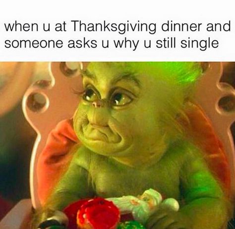 Stay strong this during holiday, single people. | 17 Pictures That'll Make You Laugh If You Celebrate Thanksgiving Relationship Status Quotes, Grinch Memes, Funny Relationship Status, Funny Thanksgiving Memes, Thanksgiving Meme, Holiday Meme, Thanksgiving Quotes Funny, Funny Relationship Memes, Beth Moore