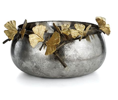 BUTTERFLY GINKGO BOWL in Stainless Steel and Natural Bronze, by Michael Aram, $450; michaelaram.com Gingko Biloba Tree, Ginkgo Tree, Butterfly Lighting, Michael Aram, All Crafts, Oxidized Brass, Metal Bowl, Stainless Steel Bowl, Elegant Home