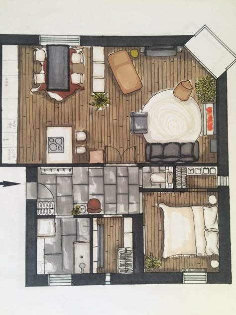 Sketch Perspective, Interior Architecture Sketch, View Sketch, Small House Blueprints, Interior Design Sketchbook, Architecture Blueprints, Furniture Design Sketches, Interior Design Student, Architecture Drawing Plan