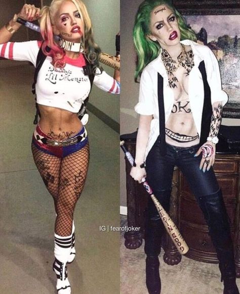 Halloween Decoration Diy Female Joker Costume, Halloween Womens Costumes, Harley And Joker Costume, Girl Joker Halloween Costume, Unique Halloween Costumes For Women Diy, Womens Joker Costume, Harley Quinn And Joker Costume Couple, The Joker Halloween Costume Women, Horror Halloween Costumes Women