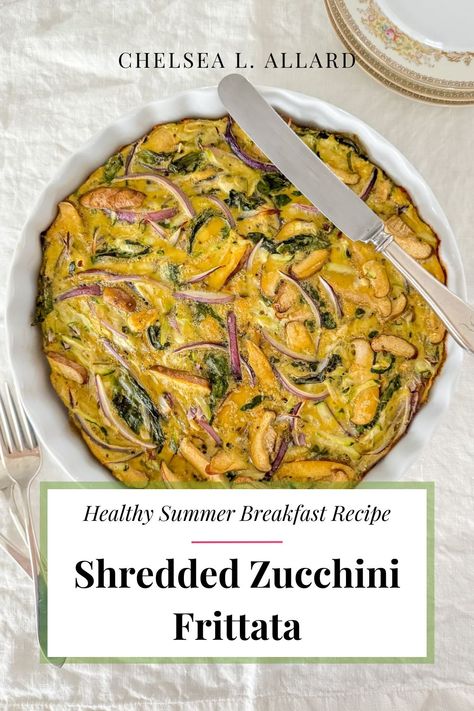 This shredded zucchini frittata is the perfect summer breakfast casserole. It’s super tasty and easy to make. Skip the stovetop–this frittata is fully oven-baked. Packed with fresh zucchini, shiitake mushrooms, and basil, this healthy frittata recipe is perfect for brunch or make-ahead weekday breakfast. Plus, it’s gluten-free, dairy-free and vegetarian. Zucchini Mushroom Frittata, Breakfast With Zucchini, Zucchini Breakfast Recipes, Breakfast Frittata Recipes, Frittata Recipes Healthy, Summer Breakfast Recipes, Zucchini Frittata Recipe, Frittata Recipes Breakfast, Healthy Frittata