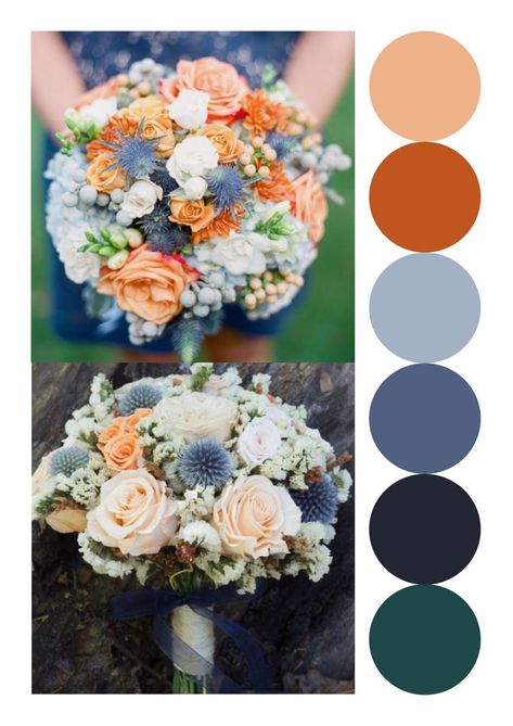 Spring Wedding Colors With Navy, Orange And Blue Wedding Colors Colour Palettes, Bright Blue Wedding Colors, Colour Palette Wedding Summer, Jewel Tone Wedding Spring, Wedding Colour Schemes Blue, Blue Orange White Color Palette, Blue And Orange Spring Wedding, Spring Wedding Colour Palette