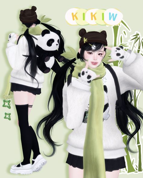 KIKIW.STUDIO-【Panda胖达】 | KIKIW.STUDIO Cc Makeup, Cc Hats, Sims 4 Anime, Sims 4 Cc Makeup, Sims Games, Sims Four, Cc Sims, Ts4 Cc, Sims 4 Cc Finds