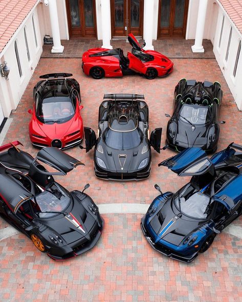 Insane car collection. Which beast is your favorite? 👀  Tag someone who must see this collection! 👇🏽⁣ 📸: @landonvalentine / @shinmikeyin | #luxurymasters ⁣ Follow @luxurymasters_ for more daily luxurious content ✨ ⁣ __________ #luxury #carcollection #carcommunity #luxurycar #luxurycars #koenigsegg #pagani #bugatti #ferrari #supercar #supercars #carlife Aventador Lamborghini, Top Luxury Cars, Lamborghini Cars, Exotic Sports Cars, Super Luxury Cars, Best Luxury Cars, Fancy Cars, Pretty Cars, Koenigsegg