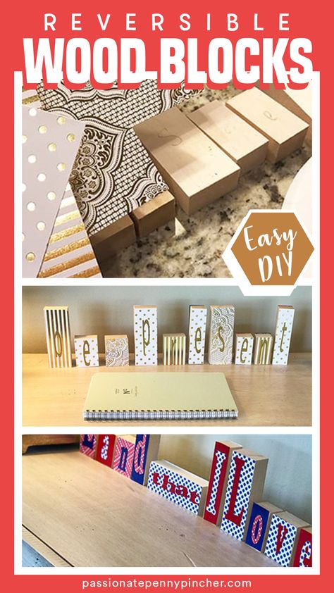 Wooden Blocks Decor Craft Ideas, Wooden Blocks Diy, Letter Blocks Decor, Diy Wooden Letters, Mod Podge On Wood, Wood Blocks Diy, Block Decor, Board Paint, Unique Picture Frames