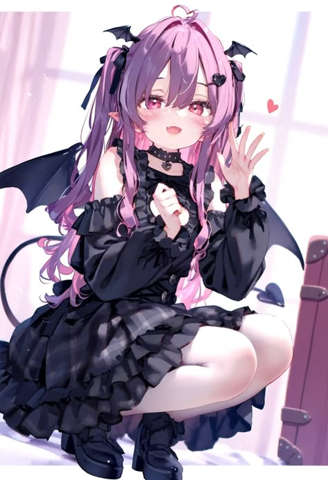 Goth Kawaii Art, Kawaii Vampire, Yami Kawaii Art, Scary Animals, Alt Girls, Kawaii Goth, Chibi Girl, Cute Anime Chibi, 영감을 주는 캐릭터