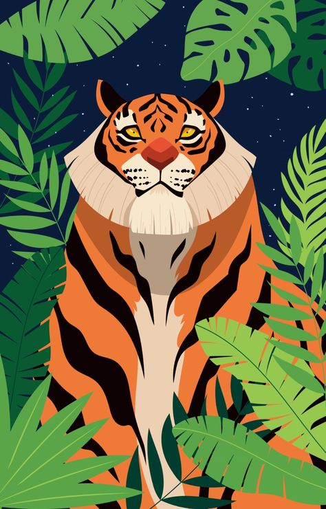 Download the Wild Tiger In The Jungle 2478725 royalty-free Vector from Vecteezy for your project and explore over a million other vectors, icons and clipart graphics! Tiger Vector Illustration, Tiger In The Jungle, Pride 2024, Tiger Jungle, Tiger Vector, Jungle Vibes, Tiger Illustration, Wild Tiger, Jungle Art