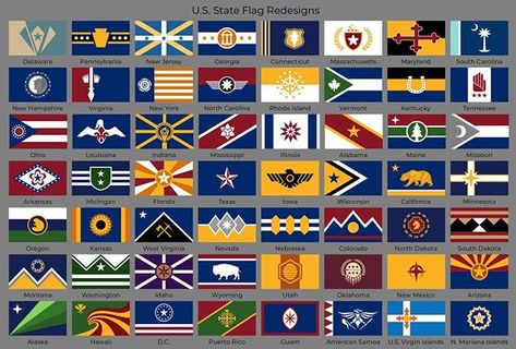 US State flag redesigns, Which one is your favorite? Fictional Flags, Flag Redesign, American State Flags, Earth Flag, Planet Map, Us States Flags, Georgia Flag, Historical Flags, Flag Designs