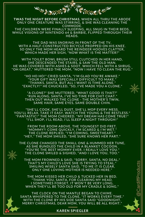 Twas the night before Christmas poem - for moms <3 by Karen Spiegker #nightbeforexmas #xmas #poem #mom #CardiffTravel #holidays Funny Night Before Christmas Poem, Twas The Night Before Christmas Poem, Christmas Story Quotes, Christmas Legends, Christmas Binder, Irish Blessing Quotes, Funny Christmas Poems, Christmas Card Verses, Christmas Nursery