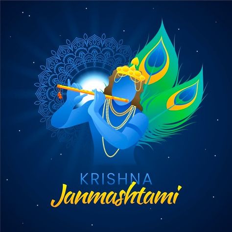 Gradient krishna janmashtami illustratio... | Free Vector #Freepik #freevector #event #gradient #religion #illustrations Janmashtami Wallpapers, Janmashtami Pictures, Krishna Birth, Happy Janmashtami Image, Janmashtami Photos, Janmashtami Images, Happy Krishna Janmashtami, Happy Krishna, Janmashtami Wishes