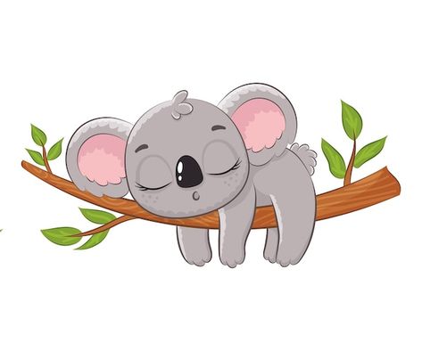 Koala Illustration, Koala Drawing, Funny Koala, Sleepy Animals, Funny Cartoon Characters, Rainforest Animals, Tree Vector, Cute Koala