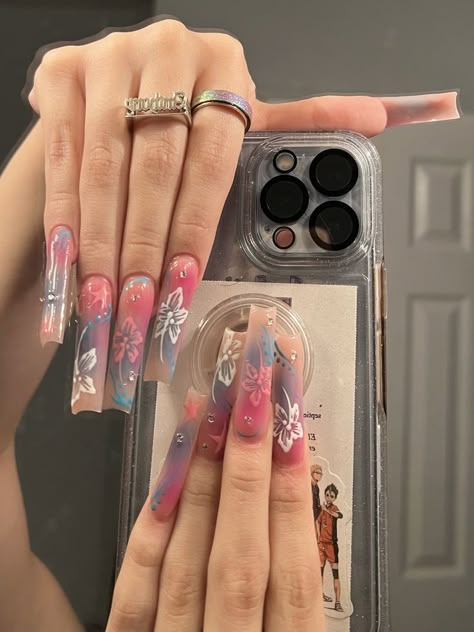 Kawaii Nails Long, Long Clear Nails, Xl Long Acrylic Nails, Acrylic Nail Designs Classy, Fye Nails, Weak Nails, Super Cute Nails, Ombre Acrylic Nails, Colored Acrylic Nails