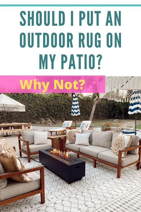 Should I Put An Outdoor Rug On My Patio Rugs For Outdoor Patio, Outdoor Rug With Wicker Furniture, Outdoor Rug On Deck, Porch With Outdoor Rug, Outdoor Rug On Concrete Patio, Outdoor Patio Rug Size Guide, Patio Rug Placement, Outdoor Patio With Rug, Small Patio Rugs Outdoor Ideas