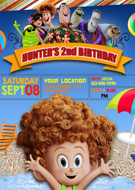 Hotel Transylvania 3 Birthday Invitation Model 3 – oscarsitosroom Festa Hotel Transylvania, Hotel Transylvania Birthday, Hotel Transylvania Party, Etsy Invitations, Boy Birthday Party Themes, Family Birthday Shirts, Summer Birthday Party, Kids Birthday Party Invitations, Hotel Transylvania