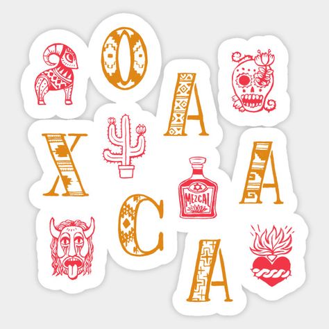 Oaxaca Design, Oaxaca Art, Custom Hard Hats, Custom Car Stickers, Custom Wall Stickers, Hard Hat Stickers, Indie Art, Custom Vinyl Decal, Alphabet Stickers