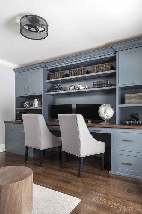 Built In Office Cabinets Wall Units, Fitted Home Office, Built In Desk With Cabinets, Office With Cabinets, Office Built In Cabinets And Desk, Built In Office Desk And Cabinets, Home Office Built Ins With Desk, Home Office Paint Ideas, Studio In Casa