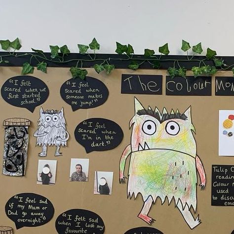 Colour Monster Display Board, Marvellous Me Display, The Colour Monster Goes To School, Color Monster Art Project, The Colour Monster Display, Colour Monster Display, Colour Monster Activities Eyfs, Pedagogical Narration, The Colour Monster Activities